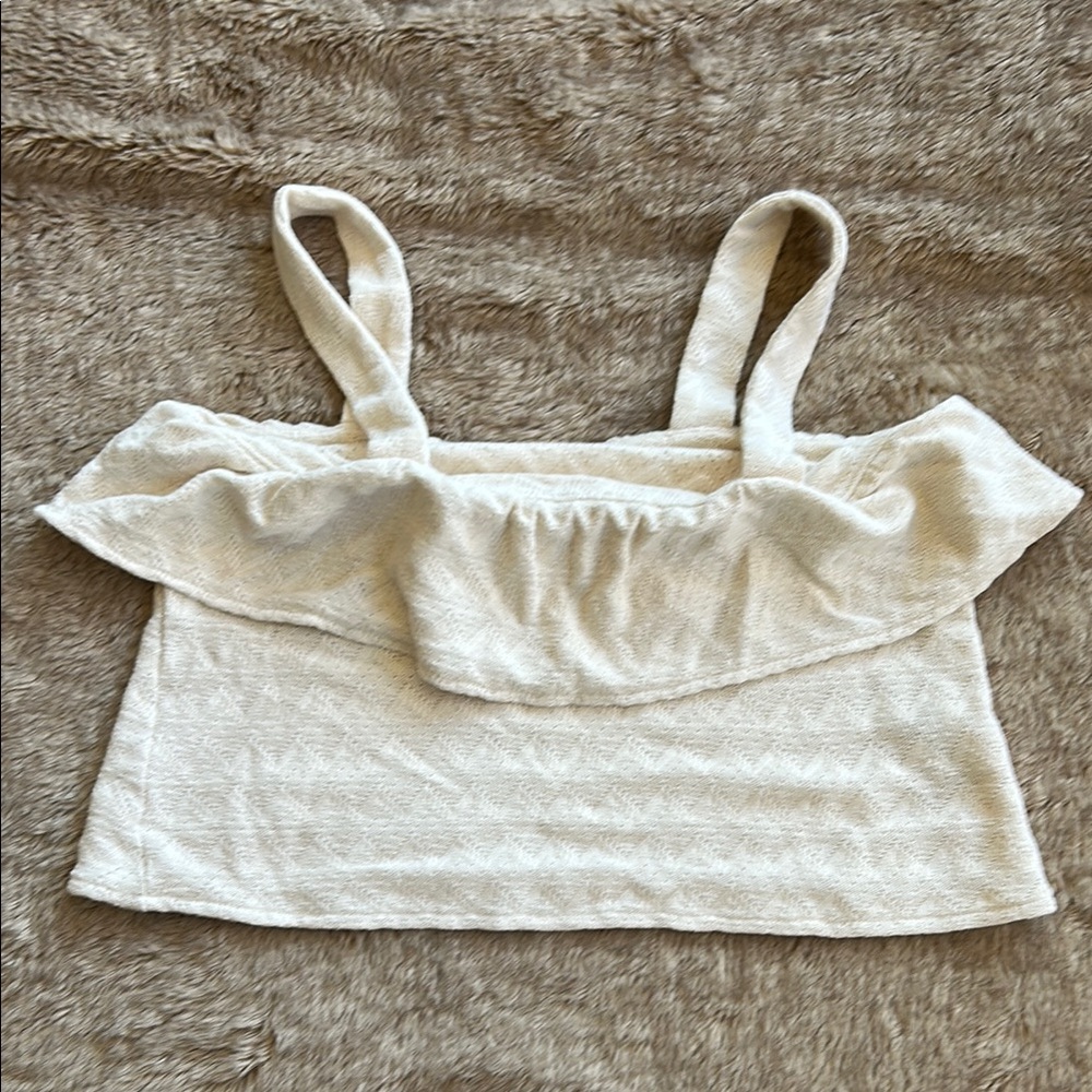 Madewell Cream Ruffled Crop Tank